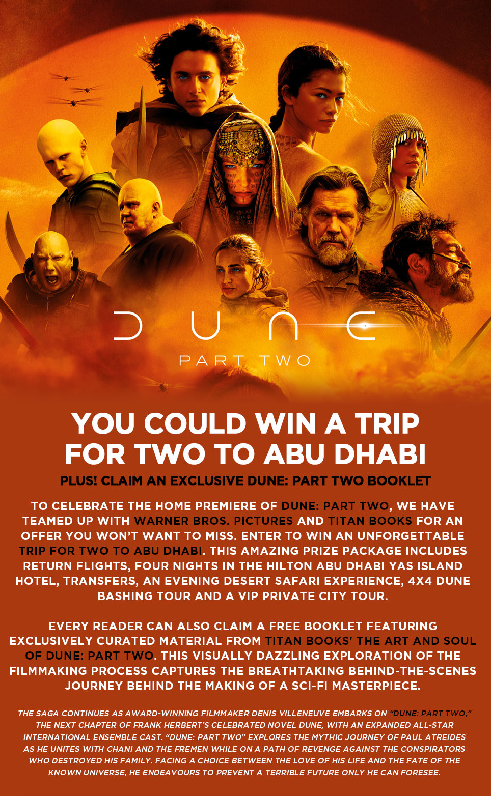 YOU COULD WIN A TRIP FOR TWO TO ABU DHABI